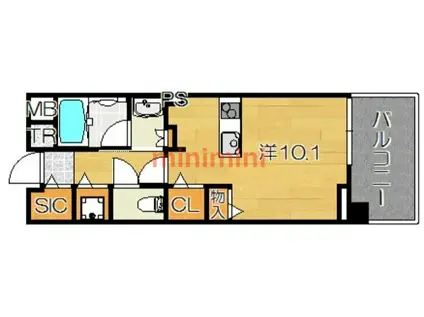 THE GARDEN SUITE(ワンルーム/4階)の間取り写真