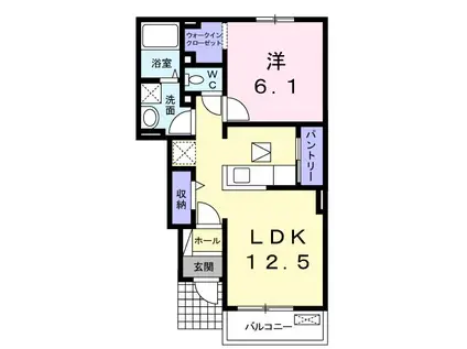 ルガートリミテッド1037II(1LDK/1階)の間取り写真