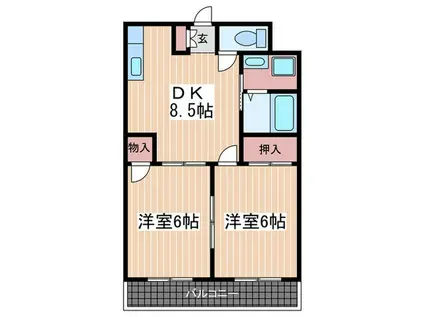 ヴィクトリーマンション(2DK/3階)の間取り写真