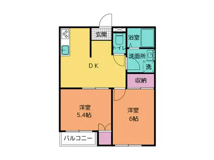 ステーシア優(2DK/2階)の間取り写真