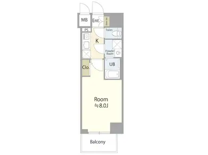 エスリード栄 THE PARK(1K/8階)の間取り写真