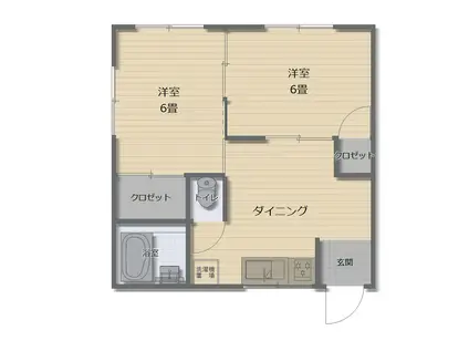 メゾン横山(2DK/1階)の間取り写真