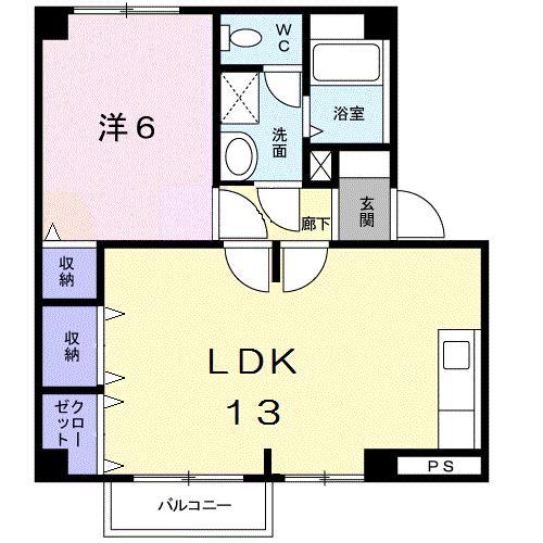 ライジングサンB(1LDK/2階)の間取り写真