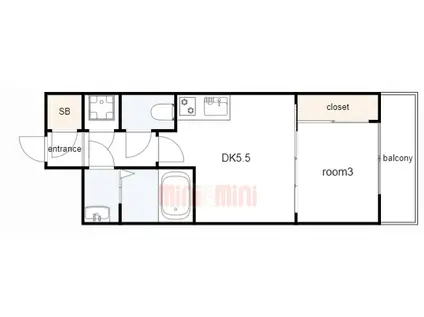 セレニテ神戸ミラク(1DK/9階)の間取り写真
