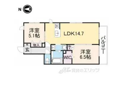 プレセランス山の辺2(2LDK/2階)の間取り写真