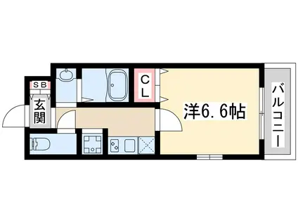 ミッドコート東三国(1K/9階)の間取り写真