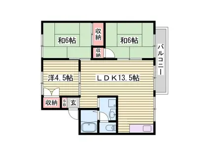 ガーデンハウスB(3LDK/1階)の間取り写真