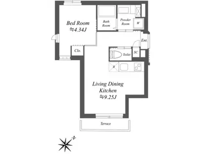 ファーレ大塚II(1LDK/1階)の間取り写真