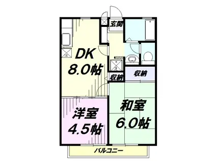 メゾンファミール(2DK/1階)の間取り写真