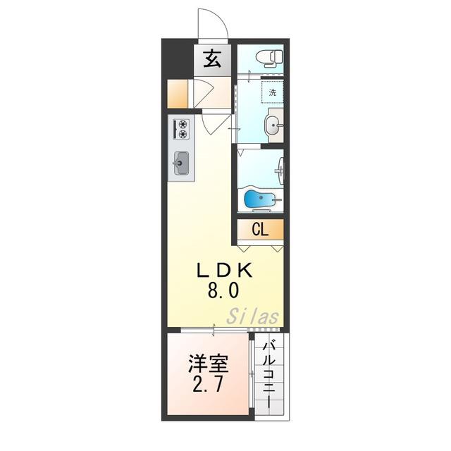 H-MAISON森ノ宮I(1LDK/3階)の間取り写真