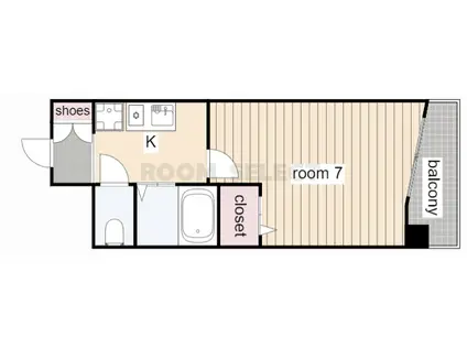 エステート記念橋 大幅リフォーム・UB交換済み(1K/7階)の間取り写真