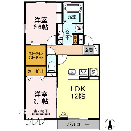 エニシャス(2LDK/2階)の間取り写真