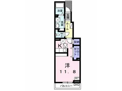 茜ハイツ(ワンルーム/1階)の間取り写真