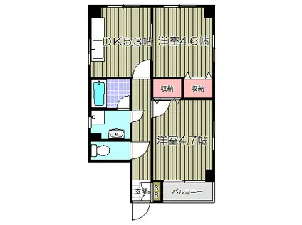 ハヌル戸越(2DK/9階)の間取り写真