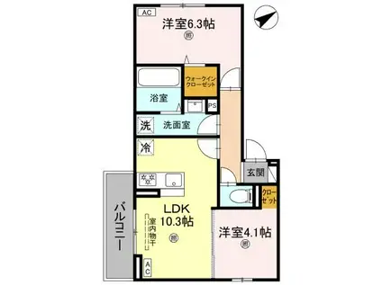 D-ROOM西矢倉(2LDK/2階)の間取り写真
