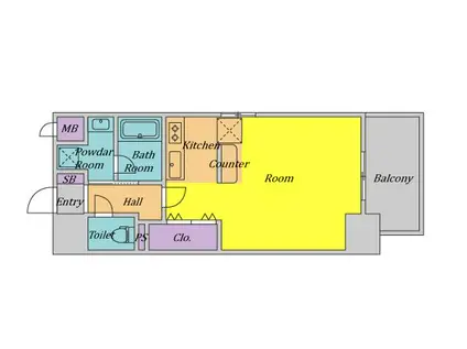 ブランクレール谷町(1K/11階)の間取り写真