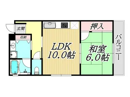 ラフォーレ塚口(1LDK/2階)の間取り写真
