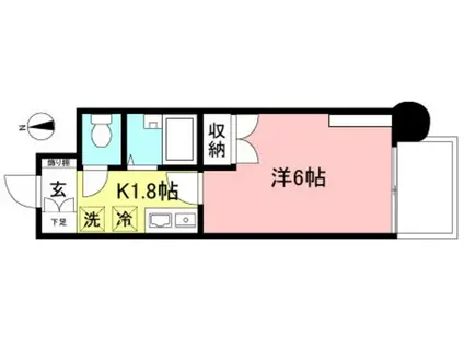 悠々スクアール相模大野(1K/2階)の間取り写真