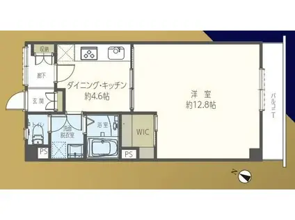 アーバンハイツ梓(1DK/3階)の間取り写真