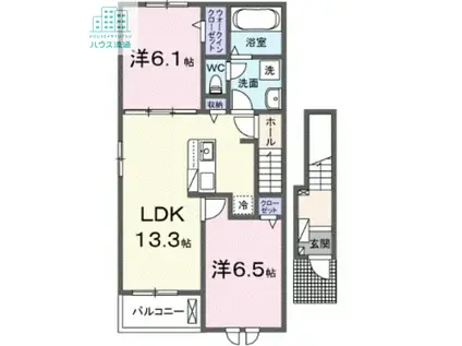 エミネント長田II(2LDK/2階)の間取り写真