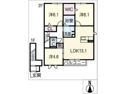 D-ROOM東山A(3LDK/2階)の間取り写真