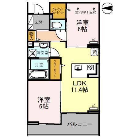 ＪＲ武蔵野線 吉川美南駅 徒歩13分 3階建 築3年(2LDK/3階)の間取り写真