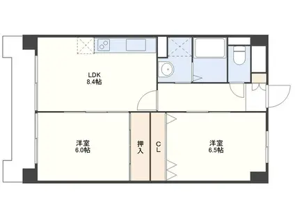 ラングザーム本原(2LDK/4階)の間取り写真