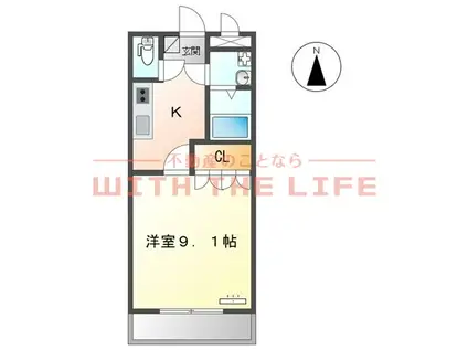 メルヴェール(1K/1階)の間取り写真