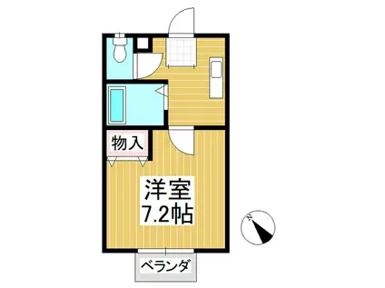 ダックス(1K/2階)の間取り写真