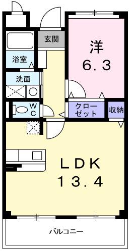 メゾン・ジエルメM(1LDK/1階)の間取り写真