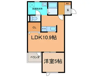 ヴィレッジアイリス(1LDK/1階)の間取り写真