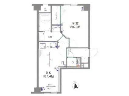 リグランド千歳烏山(1DK/3階)の間取り写真