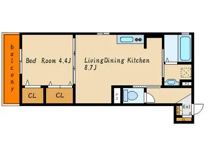 LALA錦が丘(1LDK/2階)の間取り写真