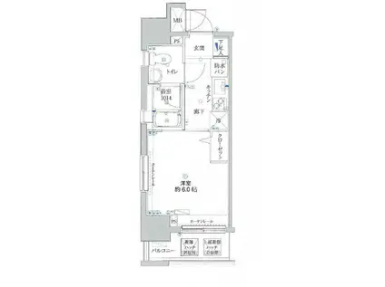 リクレイシア・コルテ川崎元木(1K/5階)の間取り写真