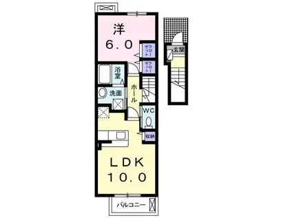 J・サクレ葛原II(1LDK/2階)の間取り写真