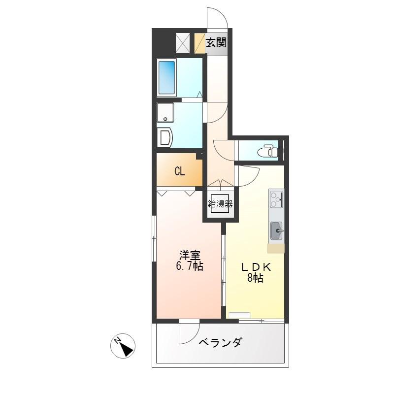 一の沢ヴィラージュマンション(1LDK/5階)の間取り写真