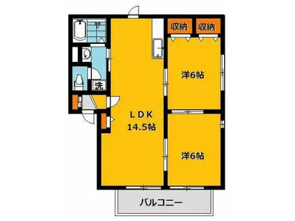 エムティジェイA棟(2LDK/2階)の間取り写真