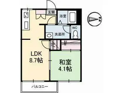 グローバルハイツ(1LDK/2階)の間取り写真