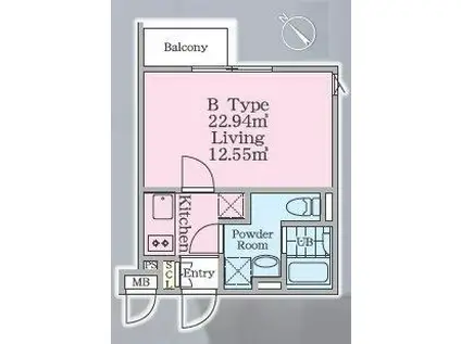 PASEO西新宿五丁目II(1K/2階)の間取り写真