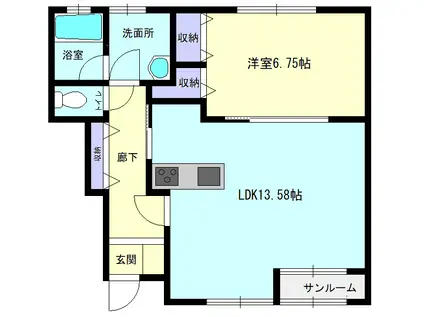 CANTIQUE(1LDK/1階)の間取り写真