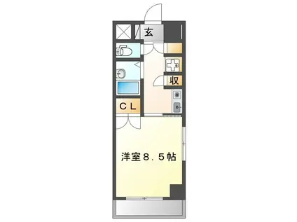 ボヌワールスガノ(1K/4階)の間取り写真