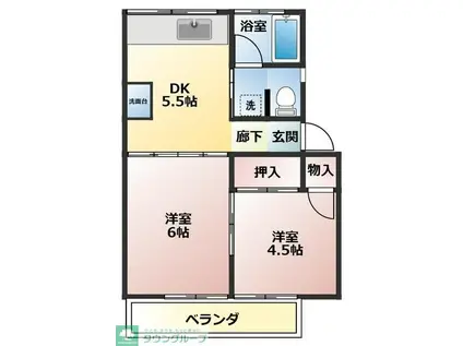 コーポ騎西I(2DK/2階)の間取り写真