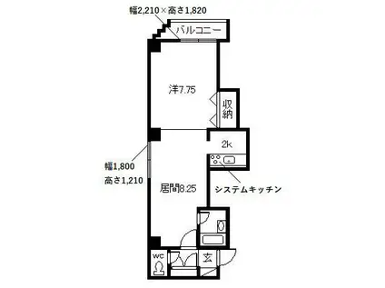 ラ・メール旭川(1DK/9階)の間取り写真