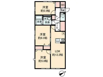 サジェス ロアンテーヌ新習志野(3LDK/1階)の間取り写真