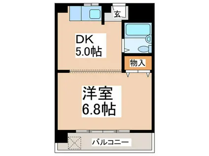 CHATEAU ABINA(1DK/2階)の間取り写真