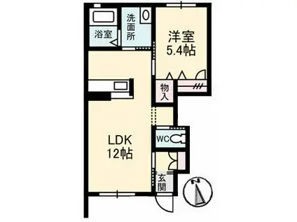 アプリコット I(1LDK/1階)の間取り写真