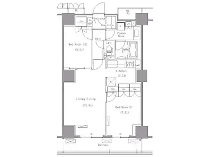 PARK AXIS 豊洲(2LDK/6階)の間取り写真