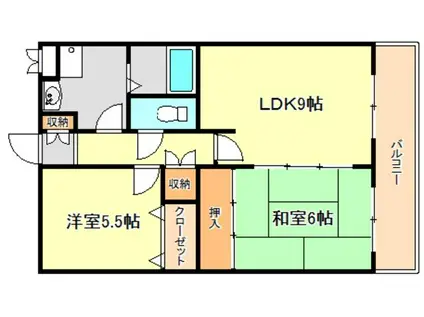 グリーンエイト4(2DK/2階)の間取り写真