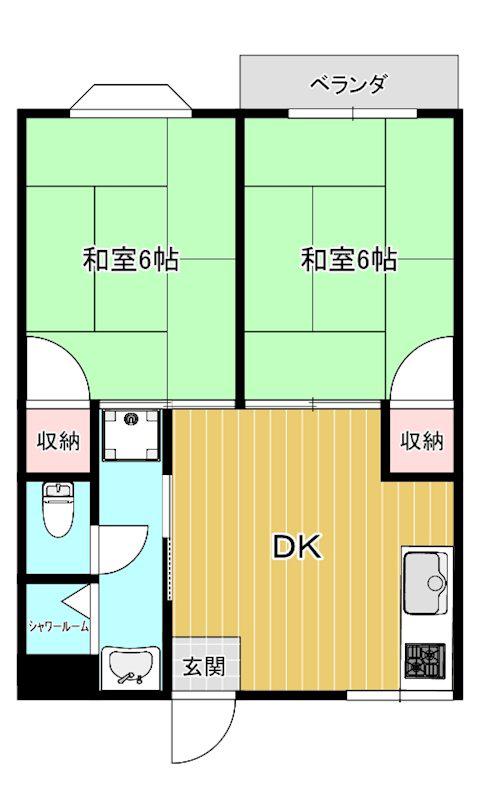 メゾンドリビエール(2DK/2階)の間取り写真