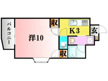 フローラ西原(1K/10階)の間取り写真